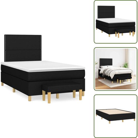 Letto con materasso a molle insacchettato - vidaXL Giroletto a Molle con Materasso Nero 120x190 cm in Tessuto - Letto con materasso morbido