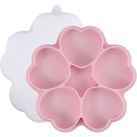 Set herzförmiger Silikonformen, Mehrzweckschale für Babynahrung, verschleißfeste Silikonform mit Deckel (1/5)