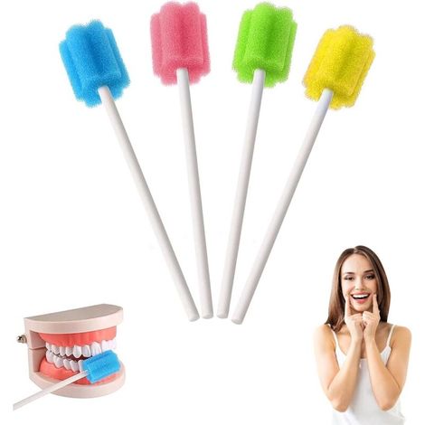 100 Pièces Bâtonnets de Soins Buccaux, Soins Bucco Bâtonnets, Éponge de Nettoyage des Dents, Écouvillons en Mousse Jetables, Soin Dentaire, Jetables Stériles pour Adultes, Âgées et Enfants
