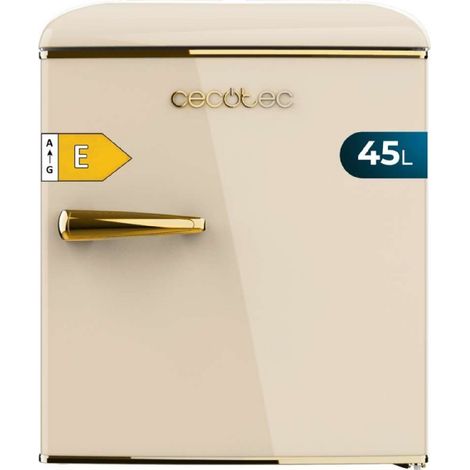 Cecotec – Mini-réfrigérateur rétro beige compact 45 litres – Tiroir à glaçons – Silencieux – Pour petites cuisines et bureaux (1/5)