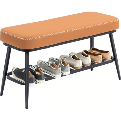 Brown PU Leather Shoe Storage Bench for Stylish Entryway Organization and Space-Saving Solutions (1/5)