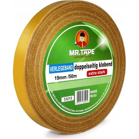 Ruban adhésif double face pour films pare-vapeur 19 mm/50 m, ultra-résistant.