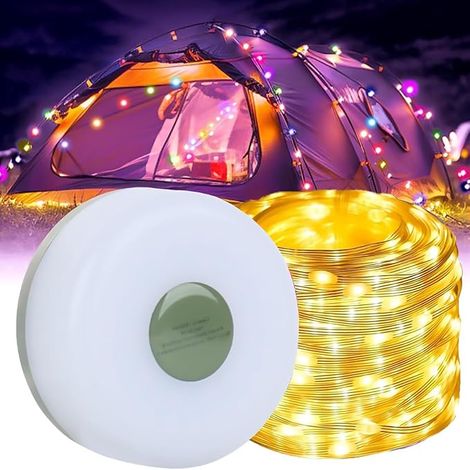 Lichterkette für drinnen und draußen, wasserdicht, 30 LEDs, Camping-Lichterkette mit 8 m langer Lichterkette mit 5 Modi für Weihnachtsbaum, Garten, Hof, Camping (Warmes Licht, 8m) [Energieklasse A]