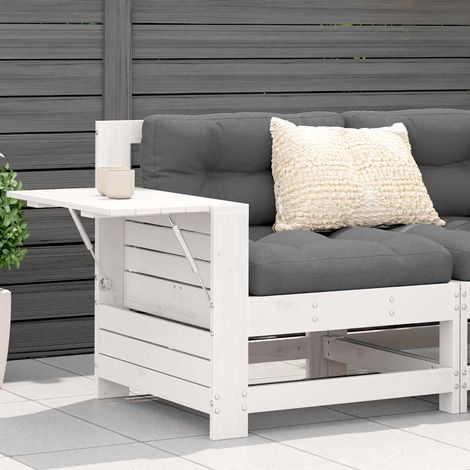 Canapé de Jardin Modulaire en Bois de Pin Massif Blanc avec Table d'Appoint et Accoudoir - PANGIVO (1/5)