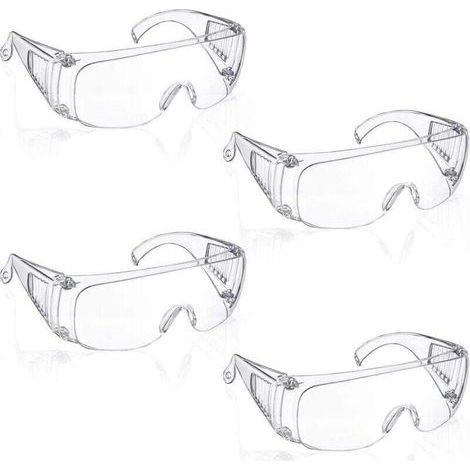 Xinlon 4 Pairs Protective Glasses, Clear Safety Glasses, Laboratory Safety Glasses, Safety Glasses (1/4)