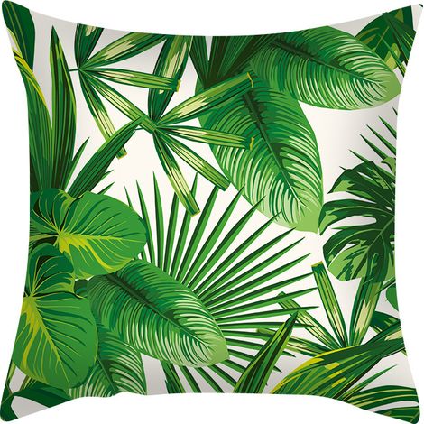MINKUROW Fodera per cuscino 45X45 Fodere per cuscino con foglie verdi Lino Set di 2 Federa per cuscino per piante Fodera per cuscino moderna per soggiorno Giardino B9 (1/5)