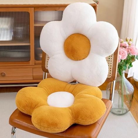Set mit 2 weichen Blumenkissen mit gelben und weißen Gänseblümchen, ideal zur Dekoration von Wohnzimmer, Schlafzimmer und Sofa - Crezuo