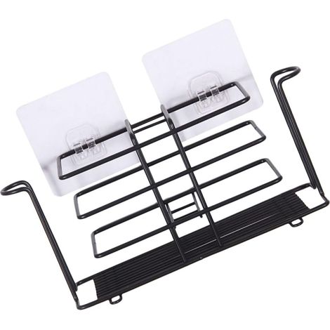 Étagère Murale Noire en Fer pour Salle de Bain, Support de Rangement Résistant et Organisé, pour Accessoires de Toilette et Brosses à Dents (1/5)