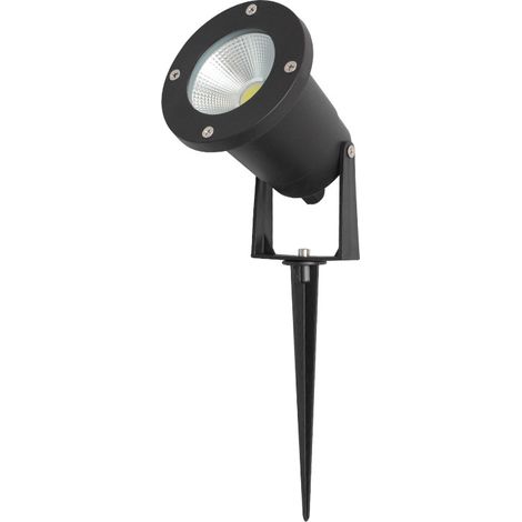 RCBBETT ZA SAS – Spot LED extérieur à piquer en plastique noir – IP65, LED intégrée, lumière blanche, câble d'alimentation inclus – Éclairage de jardin, pelouse, arbre et paysage