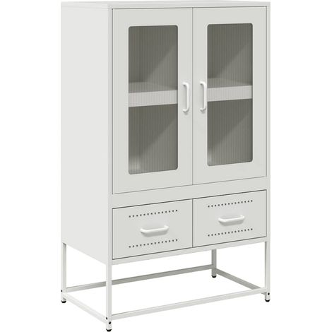 Maison Exclusive - Buffet haut blanc 68x39x111,5 cm acier (1/5)