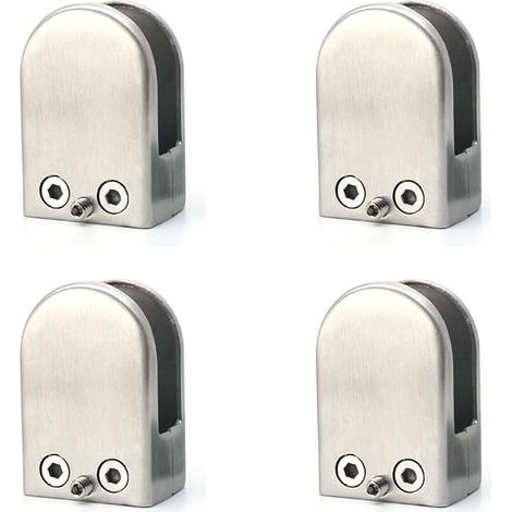Lot de 4 pinces à verre en acier inoxydable 304 -Support carré pour verre -Support réglable en verre plat pour escalier balustrade - Main courante polie - (carré de 10 à 12 mm) (1/5)