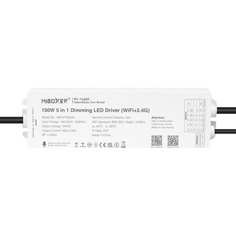 Contrôleur et variateur de bande LED 5 en 1 WiFi + 2,4 GHz WP5-P150V24