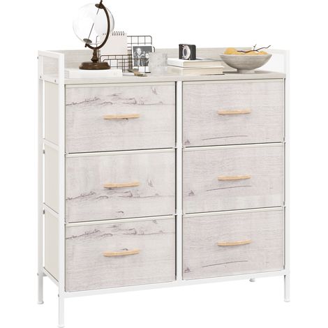 HOMCOM Bedroom Chest of Drawers 6 Drawer Dresser w/ Shelf, Natural (1/5)