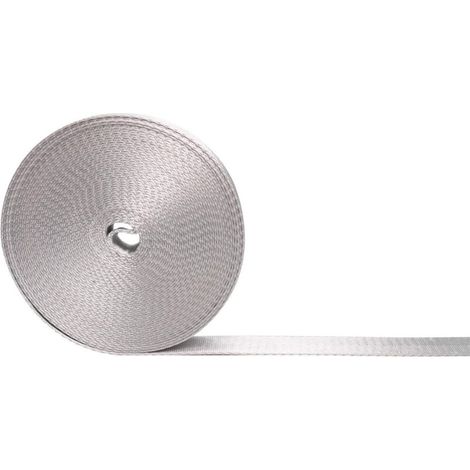 Rouleau de sangle en nylon robuste de 45 m (2.5 cm de large), pour équipement d'intérieur ou d'extérieur, bricolage et réparations (blanc gris) (1/4)