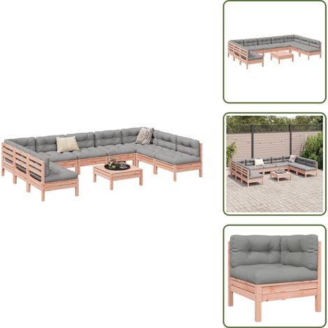 10-tlg. Garten-Sofagarnitur mit Kissen Massivholz Douglasie - Gartengeset - Gartenmöbelset - Loungesessel - Douglasie Möbel - Holz Gartenmöbel (1/5)