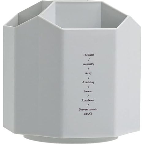 Porte-stylo de bureau rotatif à 360° avec 5 compartiments et boîte de rangement, gris, idéal comme cadeau. (1/4)