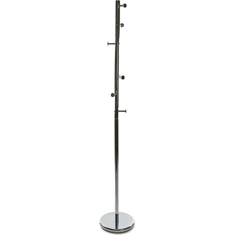Porte-Manteau Vêtements Portemanteau Style Minimaliste, avec 6 Crochets ou cintres pour vêtements ou Sacs pour Le Couloir, Dimensions (H x l x L) 174 x 28 x 28 cm, Métal, Couleur: Argent (1/3)