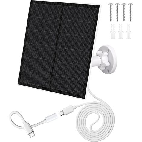 Panneau Solaire 5W pour Caméra Extérieure, Panneaux Solaires avec Port Micro USB (1/5)