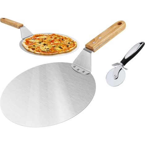 1 Pelle à Pizza, Acier Inoxydable, Manche en Bois, 10 Pouces, Cuisine Maison (1/5)