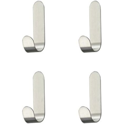 4 Pièces Crochet Adhésif en Acier Inoxydable,Crochets Auto-adhésif Crochet ,pour Serviette, clés, maison, cuisine, salle de bain, anti-rouille et étanche (1/5)