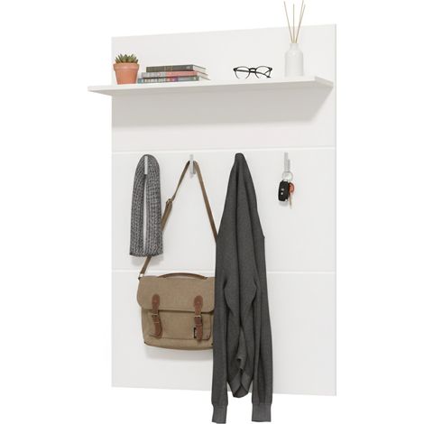 Valdemone Flurmöbel, 1 Ablage, Garderobe, Wandmontage hängend, 76x20x114h cm Weiß