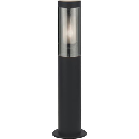 Paletto Da Esterno Contemporaneo Battone Acciaio Nero Fumè 1 Luce E27 45Cm (1/5)