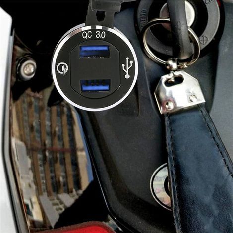 Alliage D'aluminium Charge Rapide 3.0 Double Chargeur Usb De Moto Pour Chargeur Moto Pour Tiger Briquet De Cigarette VoltmèTre (1/4)