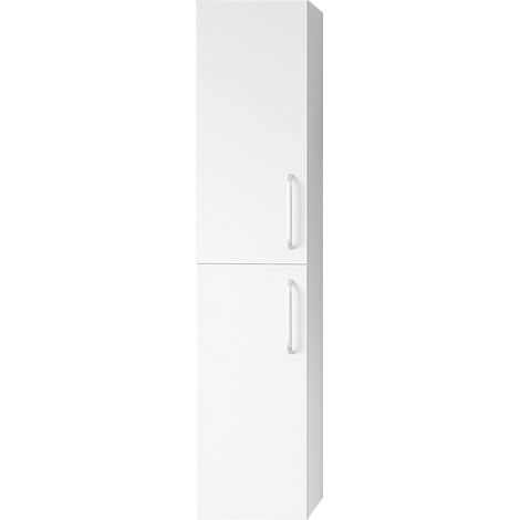 Aica Colonne de Salle de Bain Haute + 2 Porte, Compartiment,30 x 26.8 x 142 cm Blanc (1/5)