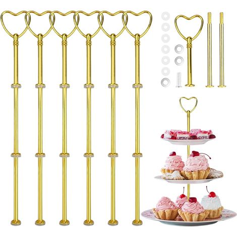 Lot de 6 barres d'étagères dorées - Kit de construction - Barres en métal - Trou central - Pour anniversaire, fête, mariage - Cœur (1/5)