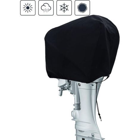DBBEGK Housse De Moteur Hors-Bord Couverture De Moteur De Bateau Housse De Protection en Tissu Oxford 600D étanche Demi-Couverture De Moteur Hors-Bord pour Moteurs jusqu'à 62 x 36 x 49cm, Noir