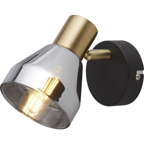 WESTMINSTER 1L Spot patère métal noir et laiton satine avec verre fumé E14 max 60w (1/4)