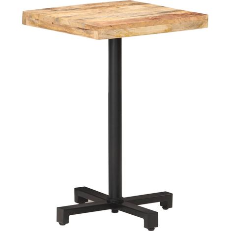 Table de bar carrée KOZA - Plateau en bois de manguier & pied en fer noir 50 cm-Largeur 50 cm