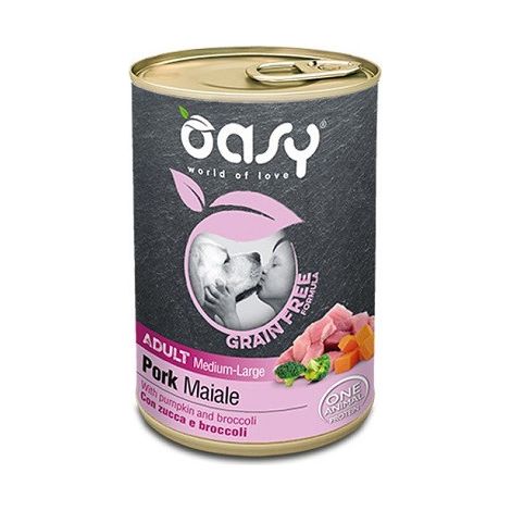 Oasy Dog Grain Free Adult Medium-Large Maiale - Oasy Dog Grain Free Adult Medium-Large Maiale - Lattina Da 400 Gr (1/2)