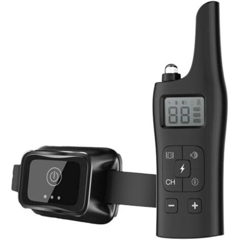 Collier De Dressage pour Chien, Collier Anti aboiement Rechargeable avec 4 Modes Vibration/ch-oc/Lumière/Beep Sonore, Récepteur imperméable et Télécommande de 800 mètres