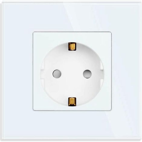 prise Simple En Blanc, 16amp Verre Prises Schuko Prise Murale Contact De Protection Encastre-86mm, 250v, 1 Compartiment (1/5)