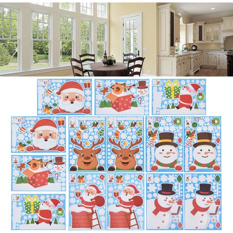 Sets Weihnachtsaufkleber zu verkaufen, sehr beliebte Weihnachtsaufkleber, Fensteraufkleber, Weihnachtsmann, Rentier, Schneeflockenaufkleber (1/5)