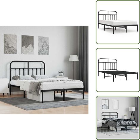 Cadre de lit métal sans matelas avec tête de lit noir 120x200cm - Cadre De Lit - Lit Double - Lit Metal - Lit Avec Têtedé Lit - Literie (1/5)