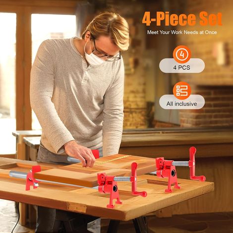 4 Pièces Serre Joint Tube Travail Bois pour Tube 3/4, Ensemble Pince Bois Bricolage, Colliers Serrage Fer, Collier Serrage Rapide pour Établi Travail, Étau Vis, Serre-Joint Dormant de Menuisier (1/5)