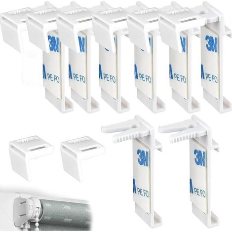 Tigrezy 16 Pièces Ensemble pour Store Enrouleur Kit, Plastique, sans Perage Pièces de Rechange pour Fenêtre en Bois, Battant de Porte, Tringles à Rideaux, Suspension de Stores à Double Rouleau (1/5)
