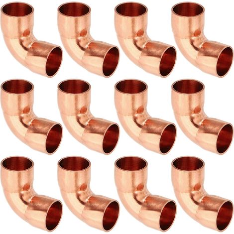 12pcs Raccord Coudé en Cuivre pour Tuyaux Gaz, 14mm Tuyau d'Arrosage Durite Essence, Raccords Tuyauterie à Pression HVAC Climatisation Plomberie, Épaisseur 1mm - 12mm x 0.8mm (1/5)