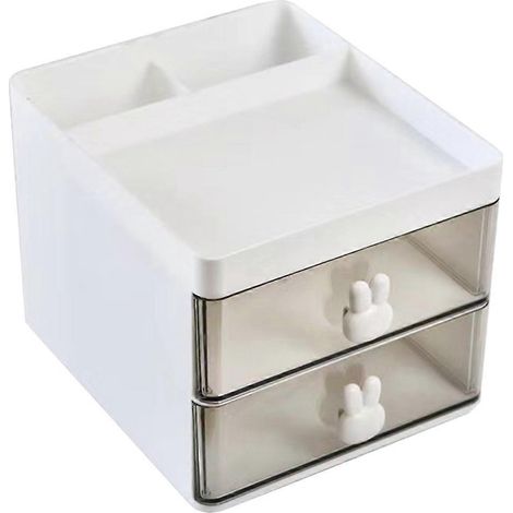 Organiseur de bureau avec tiroirs, rangement de bureau à plusieurs niveaux, porte-papeterie-16X12X11CM-White (1/2)
