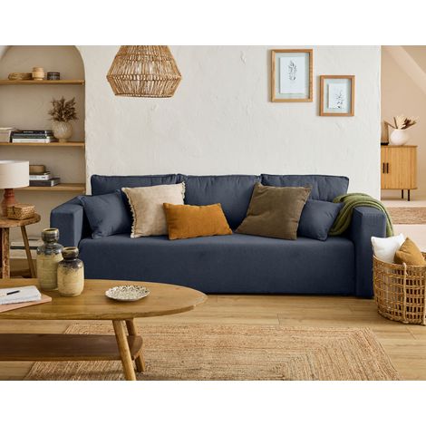 Topaze - 3-sizter sofa - schlaffunktion und bettkasten - aus stoff - blau
