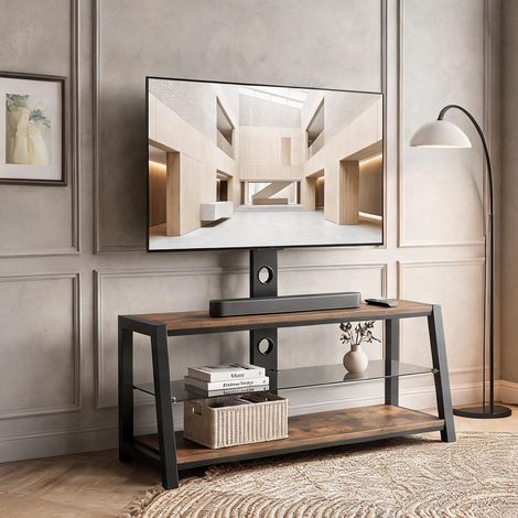 Meuble TV en bois avec support mural pivotant hauteur réglable (1/5)