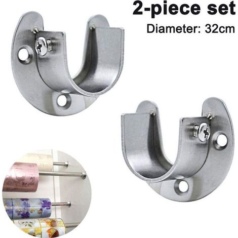 Zweiteilige runde Edelstahlrohrhalterung mit U-förmigem Flanschset, geeignet für Pfosten-, Kleiderstangen- und Zugstangenendhalterungen. (1/4)