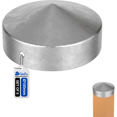 Lot de 8 Chapeau Poteau Pyramidale Rond Ø 100 mm Galvanisé à Chaud Chapeau poteaux