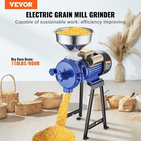 Moulin à Grains Électrique, Broyeur à Épices Commercial 3000 W, Moulin à Farine de Blé à Sec, Réglable en Épaisseur, avec Entonnoir, pour Moudre Rapidement Céréales Épices Herbes Poivres Maïs (1/5)