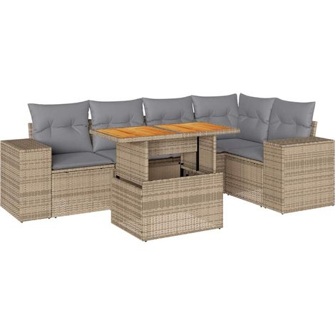 Maison Exclusive - Juego de sofás jardín con cojines 6 pzas ratán (1/5)
