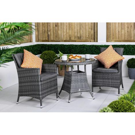 Savannah Rattan Garden Bistro Table and Chairs Set 2 Seater Patio Furniture Set (1/5)