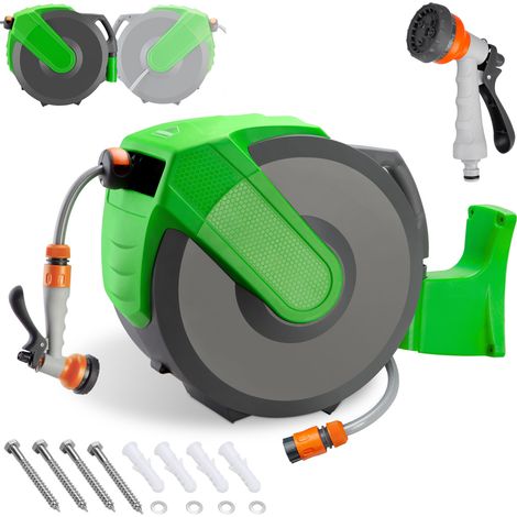 Gardebruk Hose Reel 30 + 2m 7 In 1 Spray Gun Wall Mounted Retractable Automatic (1/5)
