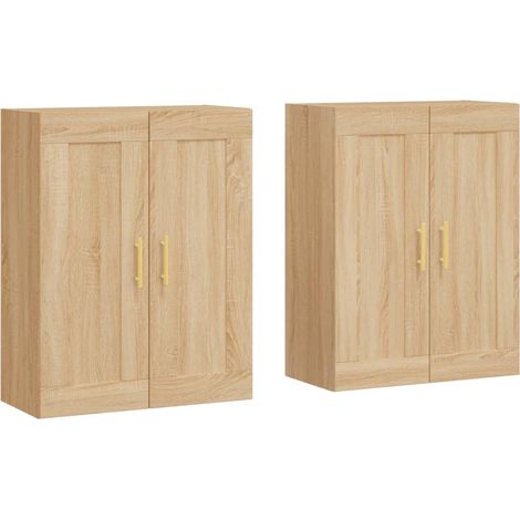 2 pcs Buffet，Bahut， Armoires murales chêne sonoma bois d'ingénierie CFW24792 (1/5)
